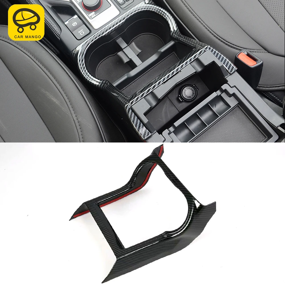 

CarMango for Subaru Forester 2019-2021 Car Accessories Cup Holder Panel Frame Trim Cover Sticker ABS Carbon Interior Decoration