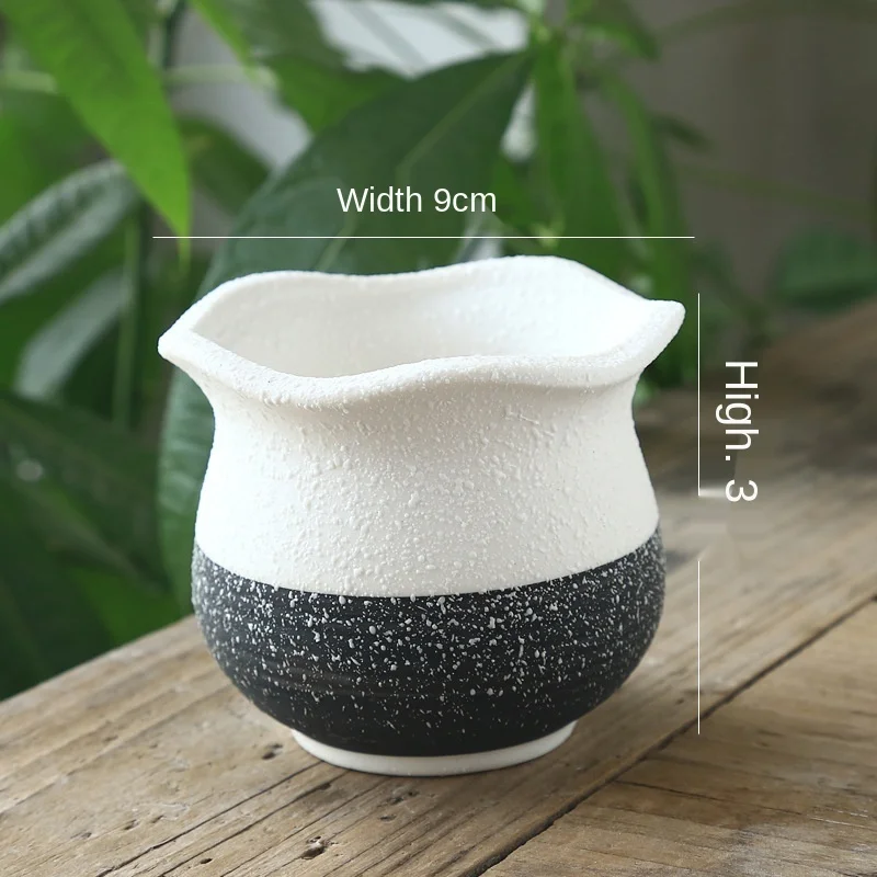 Black White Ceramic Flower Pot Snowflake Inkjet Creative Crafts Simple Potted Ornaments Succulent Flowerpot Home Decor | Дом и сад