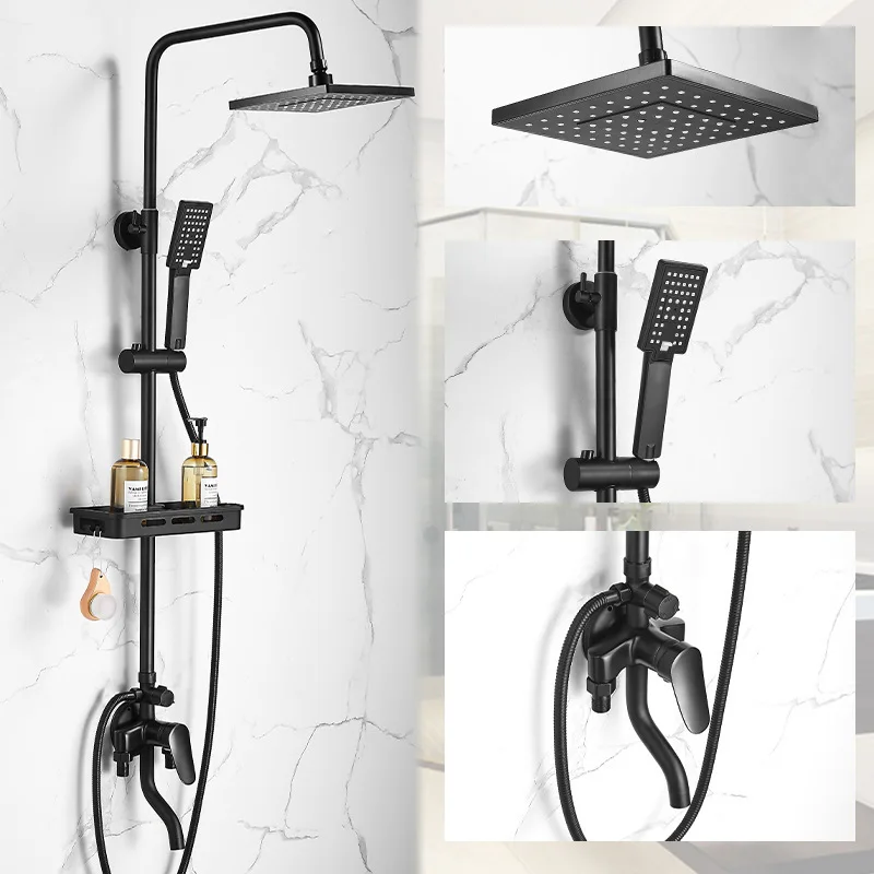 Душевой набор из латуни для ванной комнаты с Черной головкой смеситель ванны