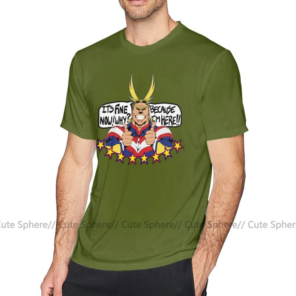 Футболка All Might, All Might Is Here, футболка с коротким рукавом для мужчин, футболка, забавная модная ХХХ хлопковая Футболка с принтом - Цвет: Army Green