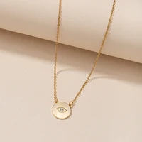 tarcliy trendy rhinestone abstract eyes round disc pendant necklace minimalist temperament clavicle chain women jewelry party
