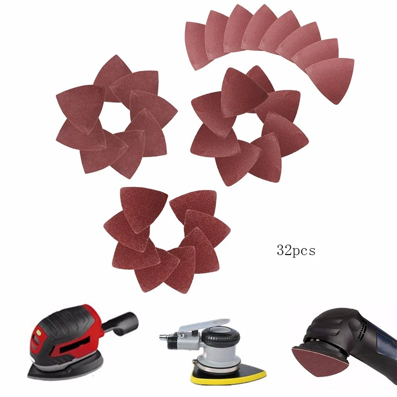 

80mm Universal Set Sandpaper 32xTools Triangle Discs Sanding 60/80/120/240 Grit