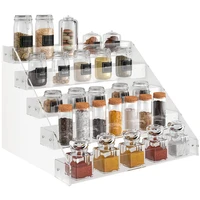 acrylic spice rack 5 tier clear seasoning pantry step shelf home storage vertical kitchen organizer for countertop cabinet