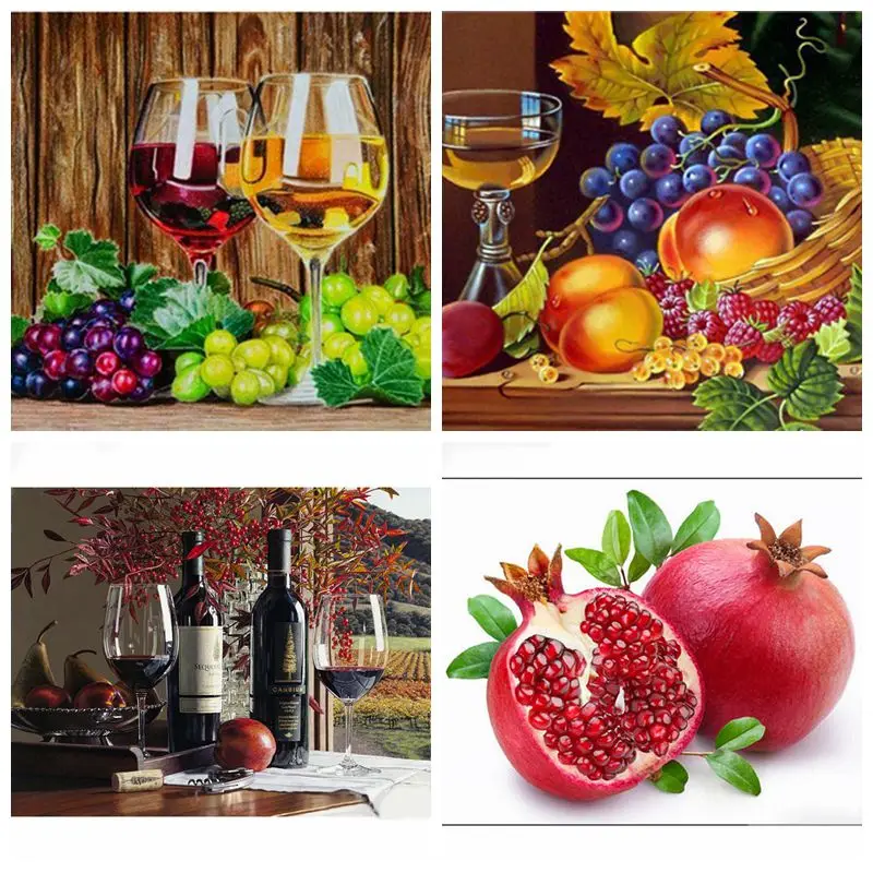 

5D DIY Full Diamond Embroidery "Fruits and Wine" Diamond Painting Cross Stitch Rhinestone Home Decoration