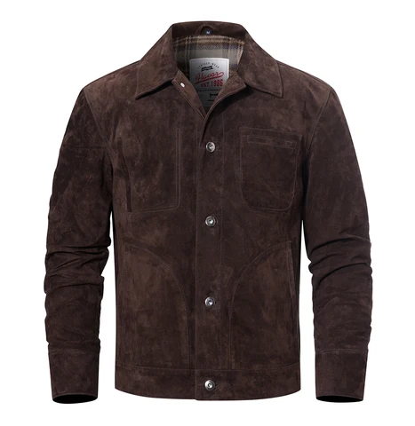 Новая мужская куртка из натуральной кожи, замшевое джинсовое пальто из натуральной свиной кожи для мужчин