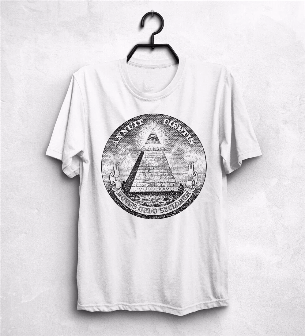 Annuit Coeptis Novus Ordo Seclorum Футболка Топ глаз подарок Пирамида Иллюминати новая забавная