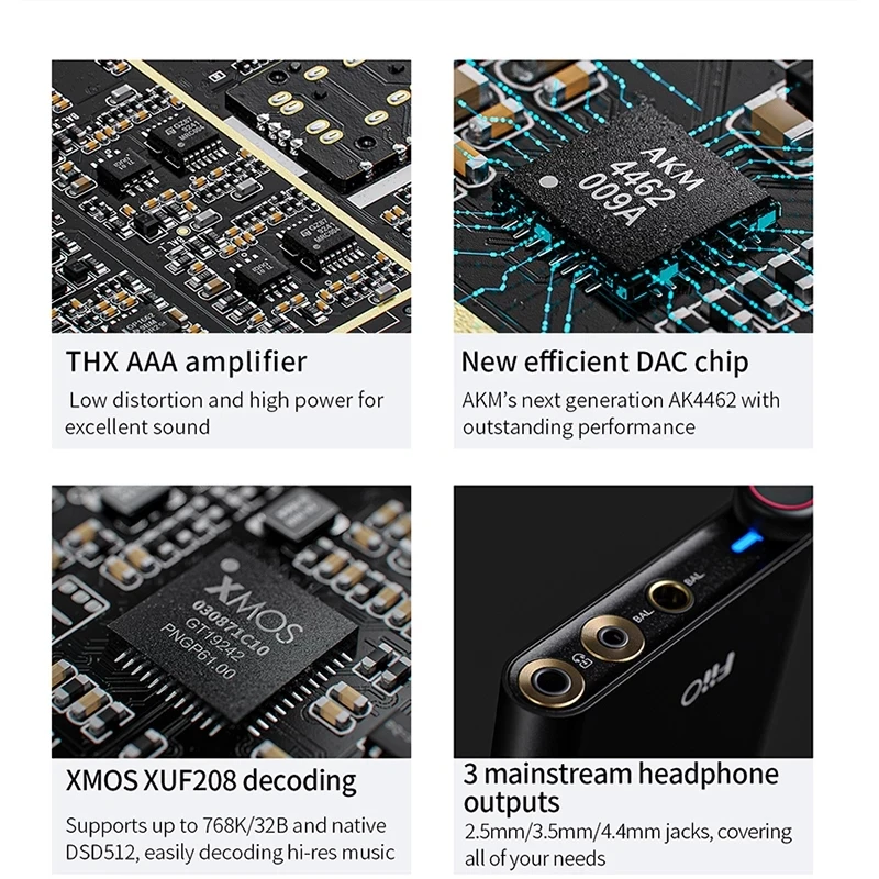 Усилитель для наушников FiiO Q3 чип AK4462 сбалансированный усилитель USB DAC AMP XMOS XUF208