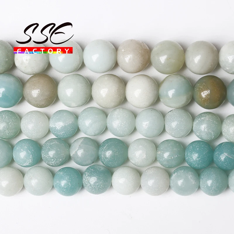 

Natural Blue Amazonite Beads Stone Round Loose Spacer Beads for Jewelry Making DIY Bracelets Accessories 4 6 8 10 12MM 15"strand