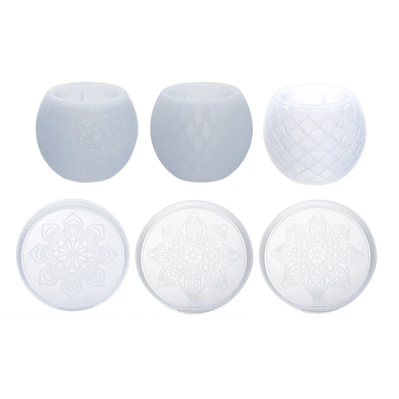 

6 Pieces/set Fashion Cup Mold and Coaster Mold Fish Scale Shape Round Cup Mold Without Lids for DIY Tool Handmade Crafts