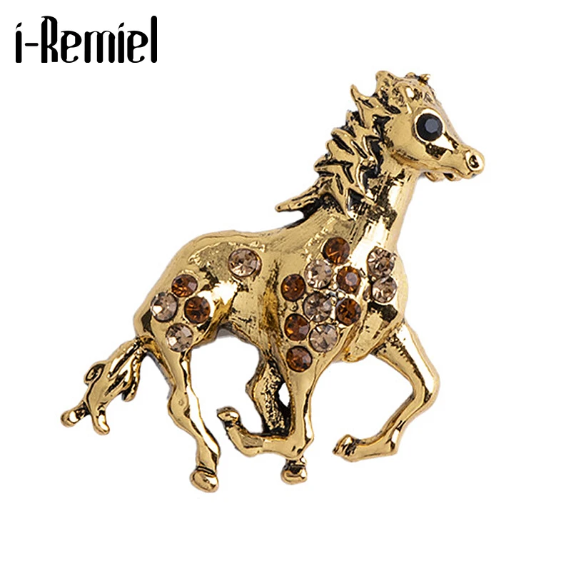 Новые винтажные стразы брошь лошадь булавка металлические животные отворот