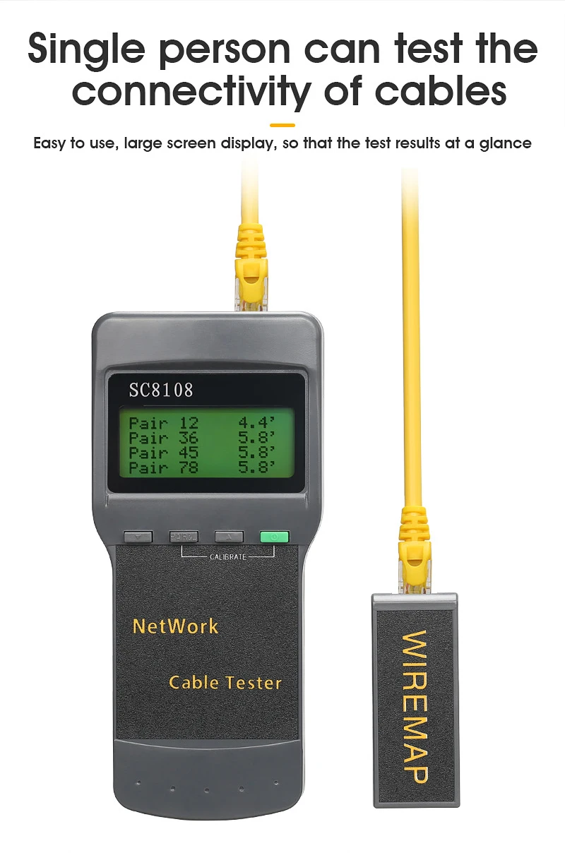 sc8108 portable lcd wireless network tester meterlan phone cable tester with lcd display rj45 free global shipping