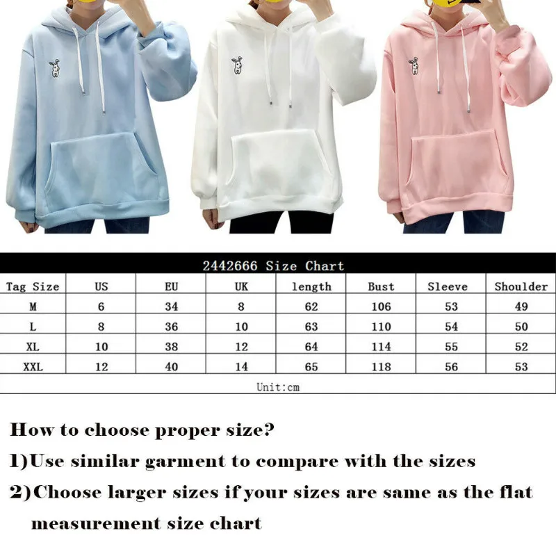 

Women Cute Bunny Girl Hoodie Casual cute longsleeve Sweatshirt Pullover with Ears M-XXL ladies top Sweatershirt Hot Sale