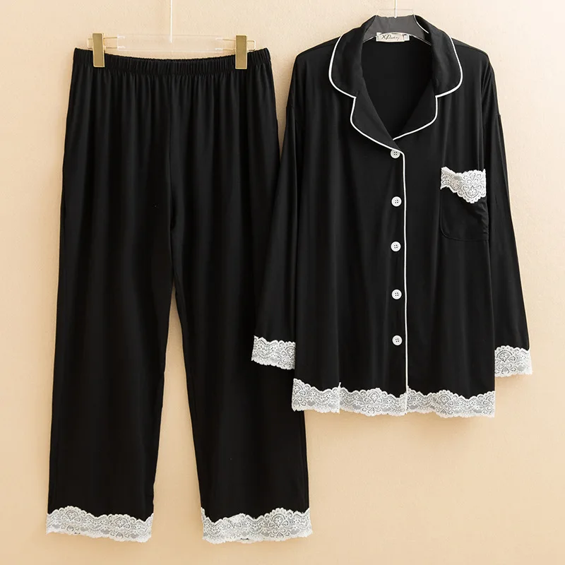 

High Quality Women's Pajamas Set Spring Autumn Cotton Sleepwear Pijamas Suit 5XL 6XL Long Sleeve Winter Nightwear Home Clothing