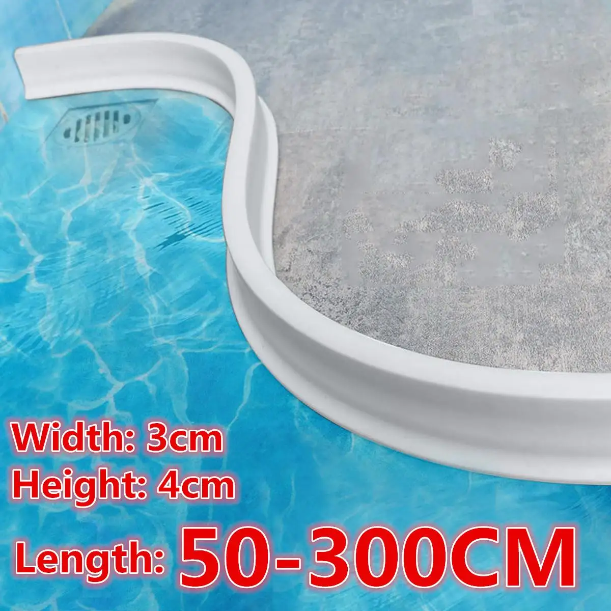 

30mm height Bathroom Water Stopper Water Partition Dry&Wet Separation Flood Barrier Rubber Dam Silicon Water Blocker Don't Slip