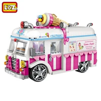 loz 1112 car model pink girl dream ice cream truck car vehicle 3d diy mini blocks bricks building toy for children gift