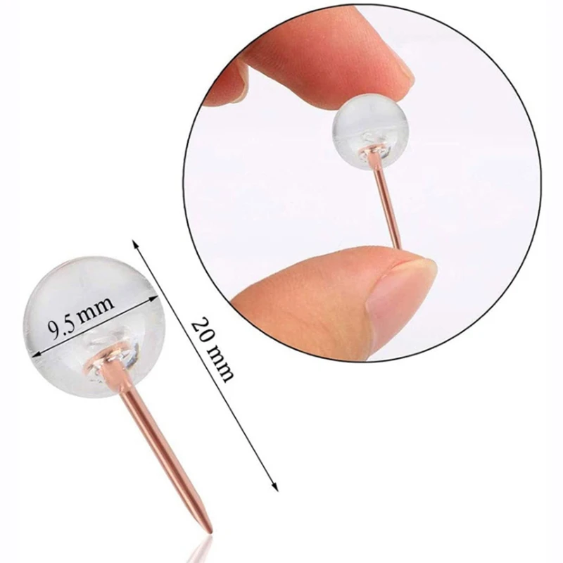 

200Pcs Rose Gold Pushpins Thumb Thumbtack Board Round Ball Drawing Wall Studs
