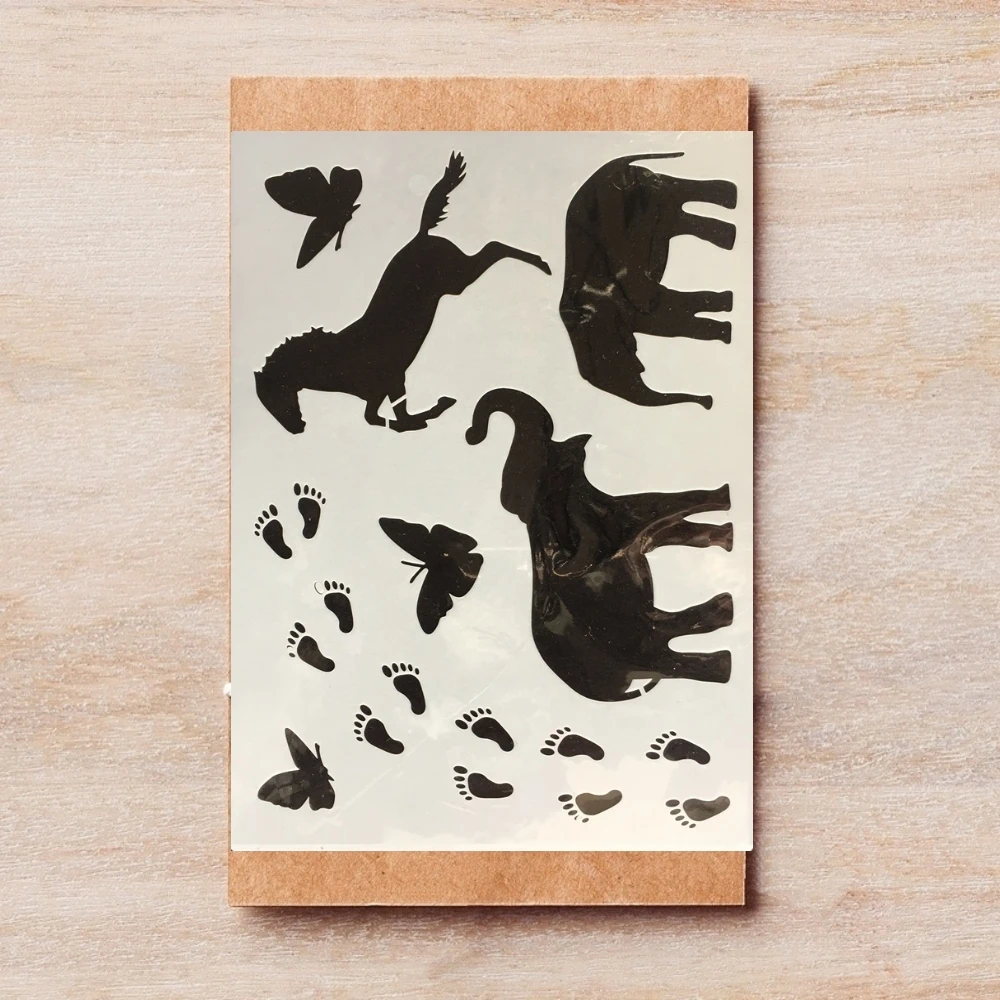 

A4 29*21cm Animals Elephant Horse Footprint DIY Layering Stencils Painting Scrapbook Coloring Embossing Album Decor Template