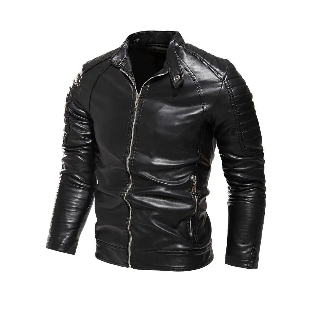 

2021 New Men's Autumn Winter Leather Jacket High Quality Fashion Coat Motorcycle Male Biker Jackets For Men Black Warm Overcoat