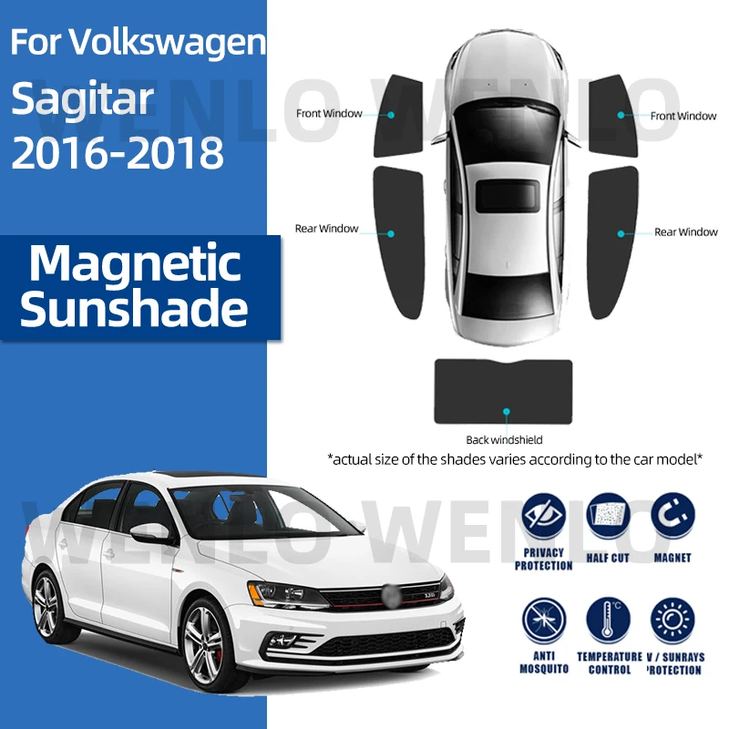

For Volkswagen Sagitar 2016-2018 Magnetic Curtain Car Sunshield Rear Windshield Sun Shield Window Sunshade Mesh Shade Covered