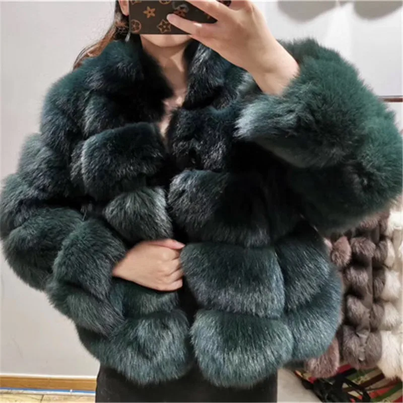 luxury Winter Warm natural fox fur coats outerwear genuine real Fur coats for women enlarge