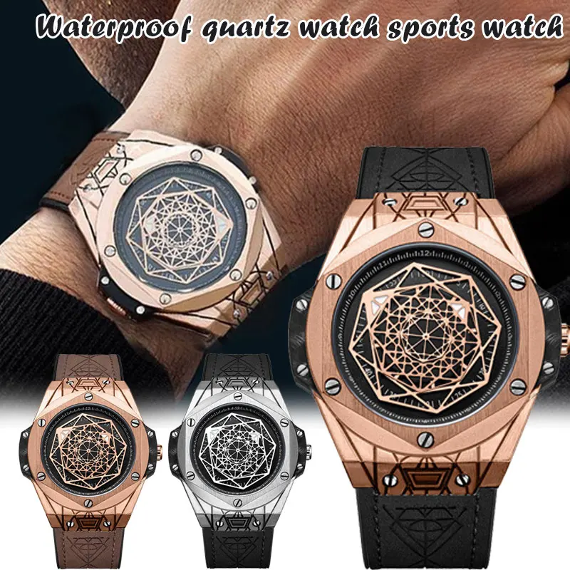 

Newly Exquisite Gentleman Geometry Identity Personalized Quartz Watch Waterproof Fashion Glass Mirror Round Dial
