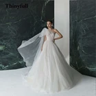 Thinyfull новые длинные блестящие свадебные платья на одно плечо в стиле бохо, элегантные блестящие свадебные платья а-силуэта без рукавов, свадебное платье для невесты