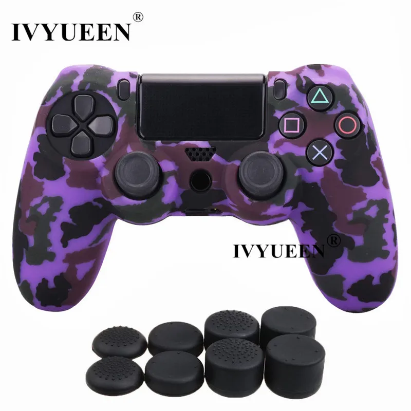 Силиконовый защитный чехол IVYUEEN для sony Dualshock 4 PS4 DS4 Pro Slim с 8 аналоговыми джойстиками - Цвет: Purple Camo