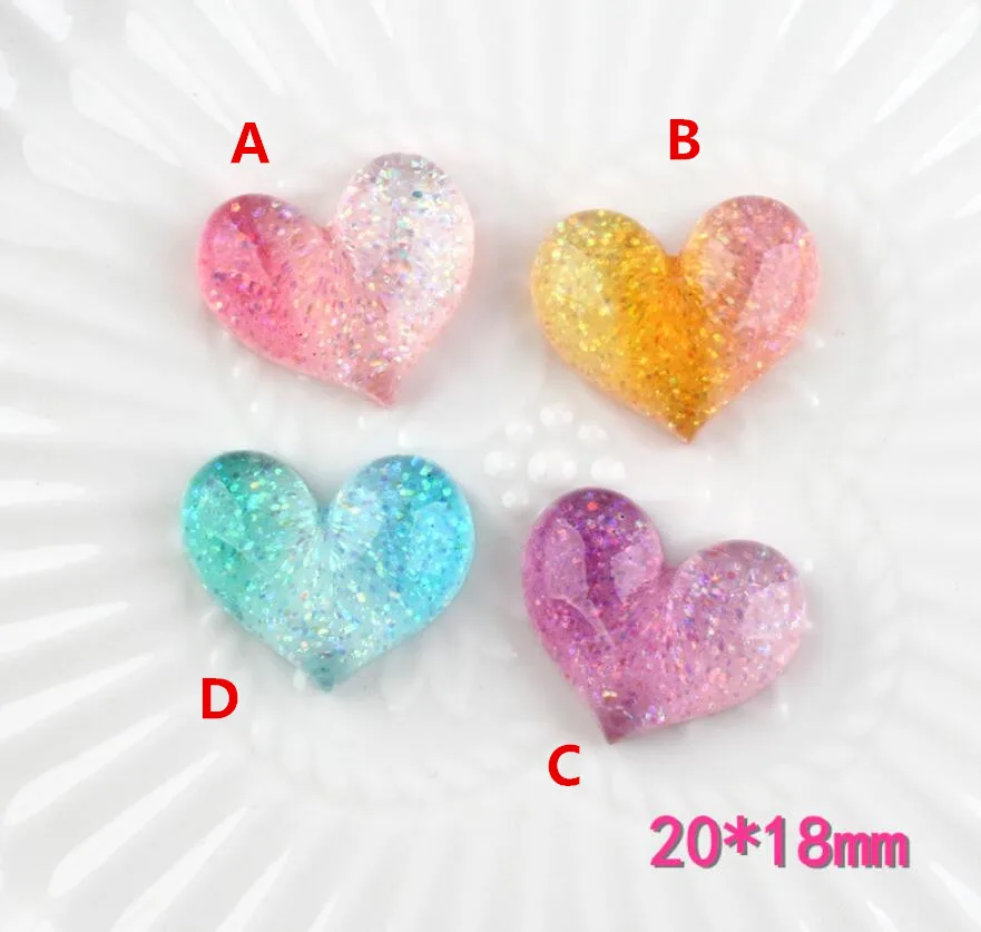 

Resin Flatback Cabochon 20pcs Transparent Hearts Cabochons Embellishments Love Heart Decoration Craft DIY Scrapbook