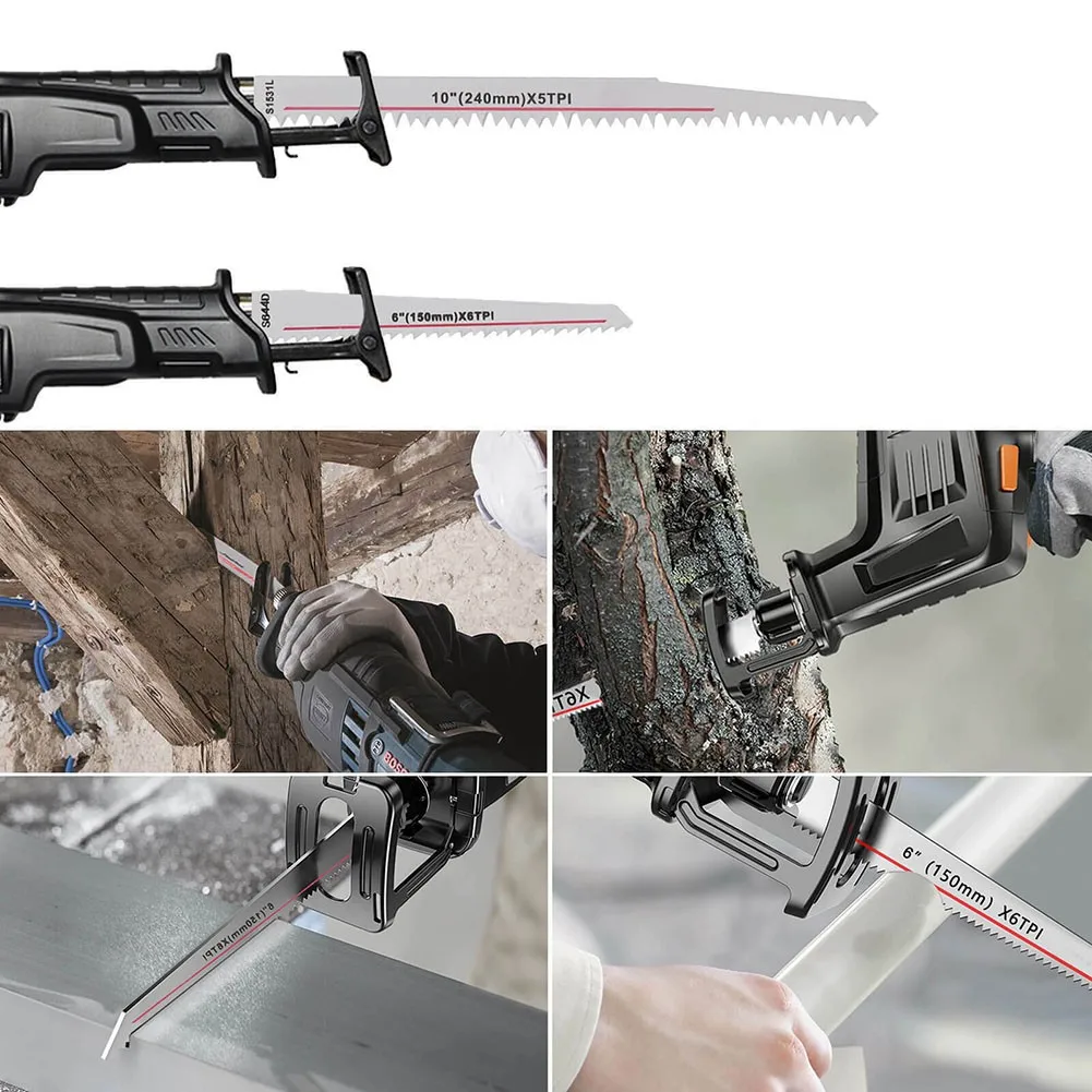 

10Pcs S1531L S644D 240/150mm Reciprocating Saw Blade Wood Metal PVC Tube Chipboard Cutting Sab Saw Blade Woodworking Tool Part