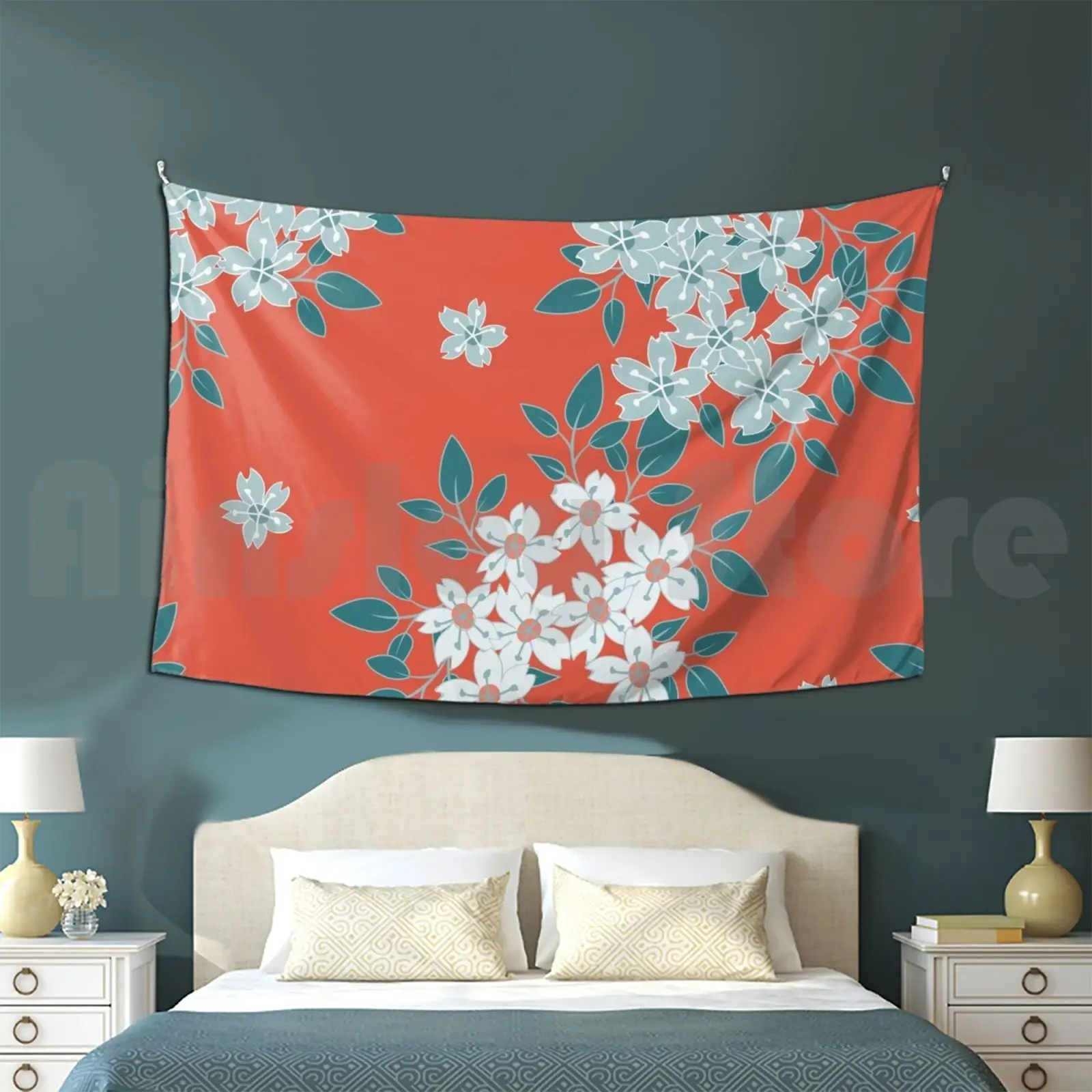 

Japanese Kimono Flowers Pattern Tapestry Living Room Bedroom Japan Japanese Kimono Face Japan Flowers Flower Pattern