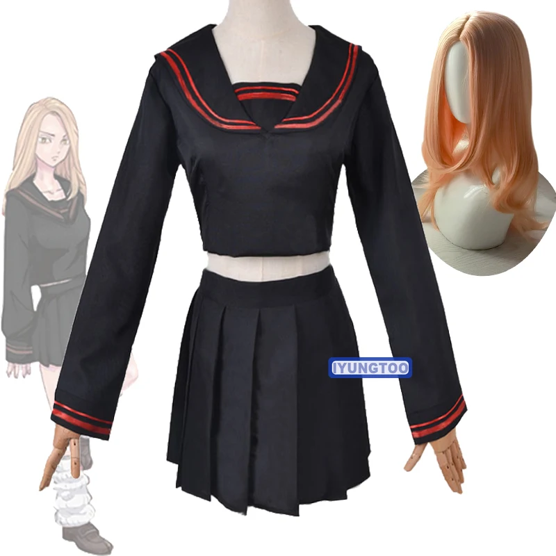 Disfraz de Anime Tokyo Shiba Yuzuha, pelucas, uniforme de marinero para Halloween, disfraz de Tokyo Manji Gang