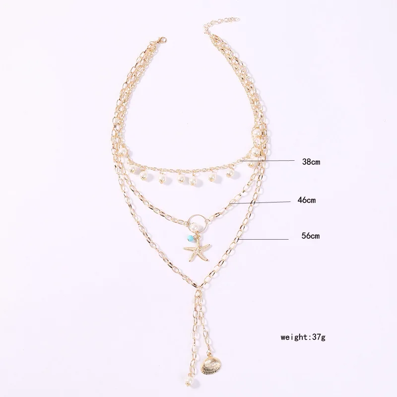 3 шт./компл. женские ожерелья модные с ракушками жемчужинами морскими звездами