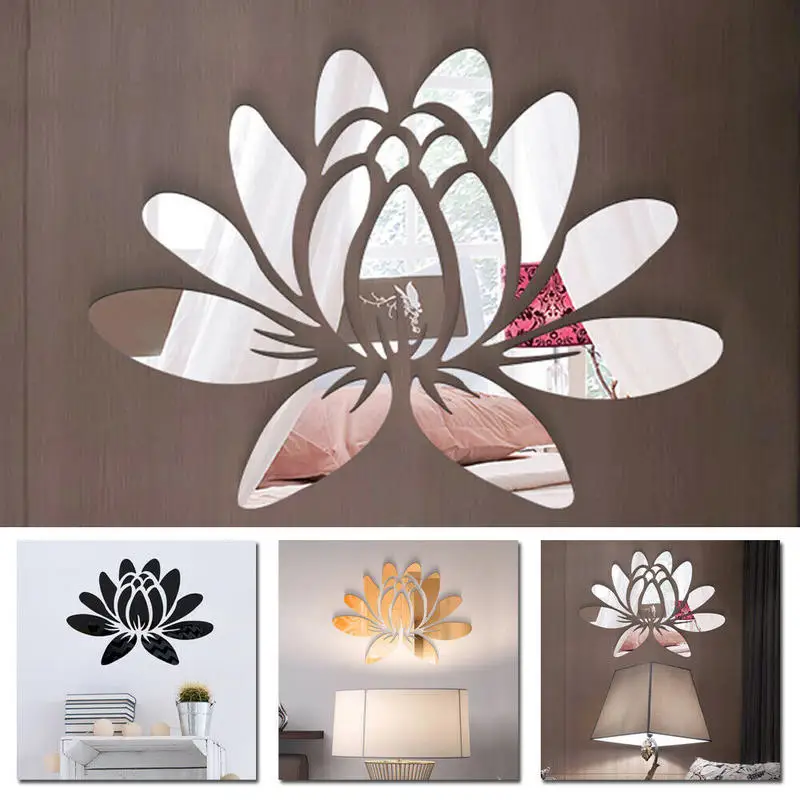 3D Mirror Flower Art Acrylic Mural Decal Removable Wall Sticker DIY Home Living Room Bedroom Decorations | Дом и сад