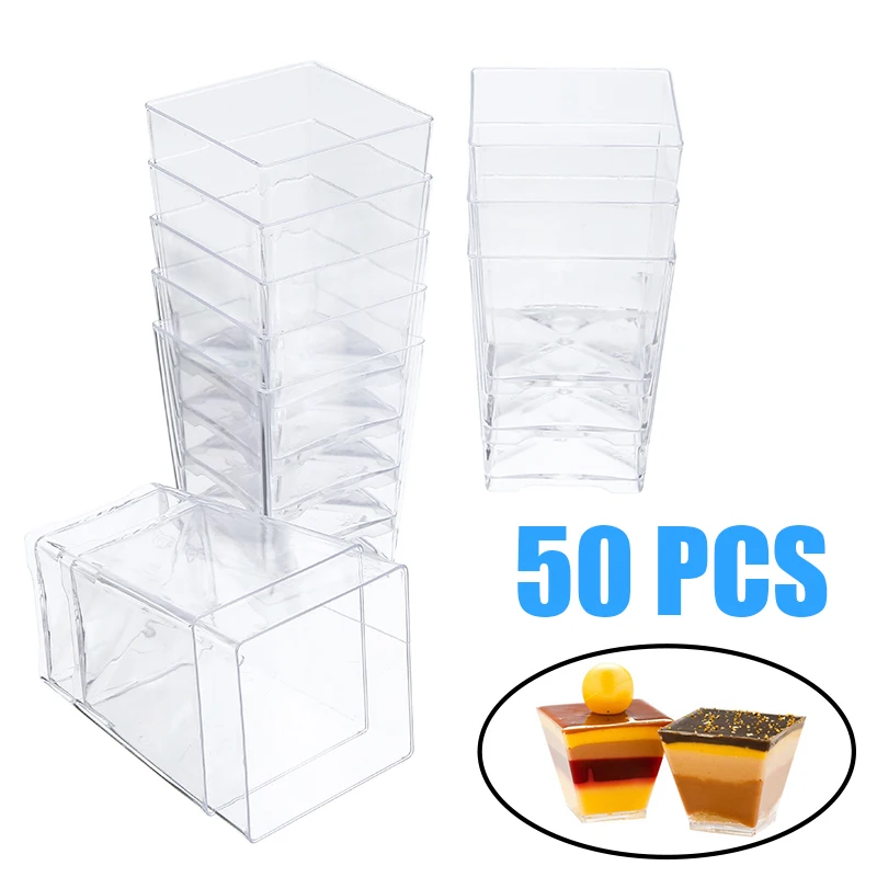 

50 шт. 120 мл пластиковая чашка квадратная одноразовая пищевая чашка торт десертные чашки куб пудинг муссы Yougurt желе контейнер 5*5*7 см