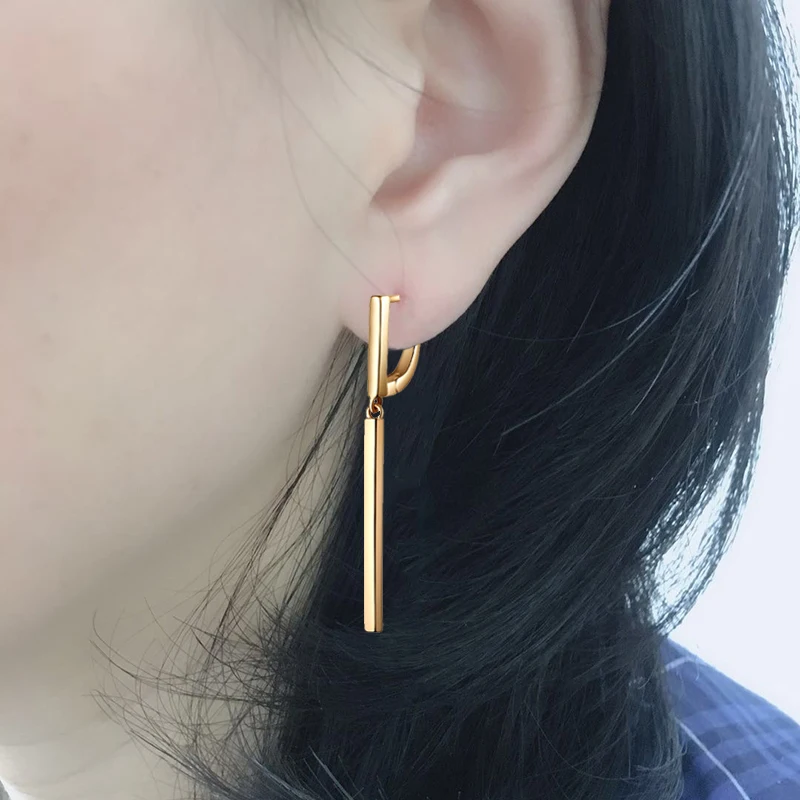 Женские длинные сережки с золотым металлическим стержнем медные геометрическим