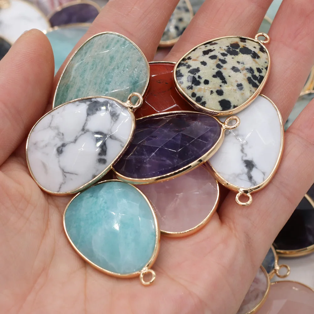 

Natural Stone Pendants Section Amethysts Rose Quartzs Damation Jaspers Pendant for DIY Jewelry Necklace Bracelets Making 23x34mm