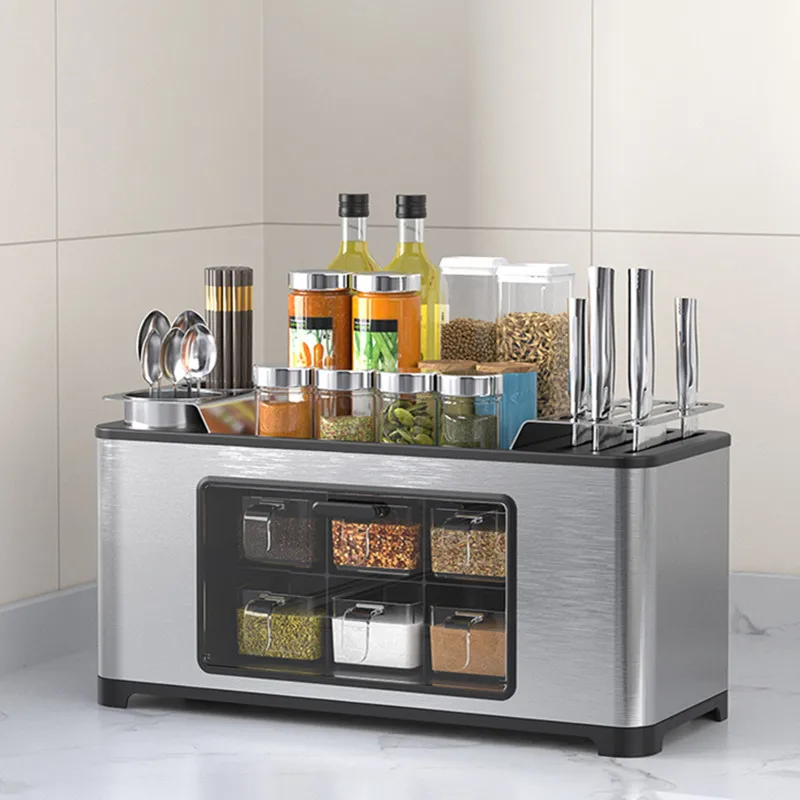 

304 Stainless Steel Storage Rack for Household Kitchen Countertop Organizer Seasoning Knife Holder