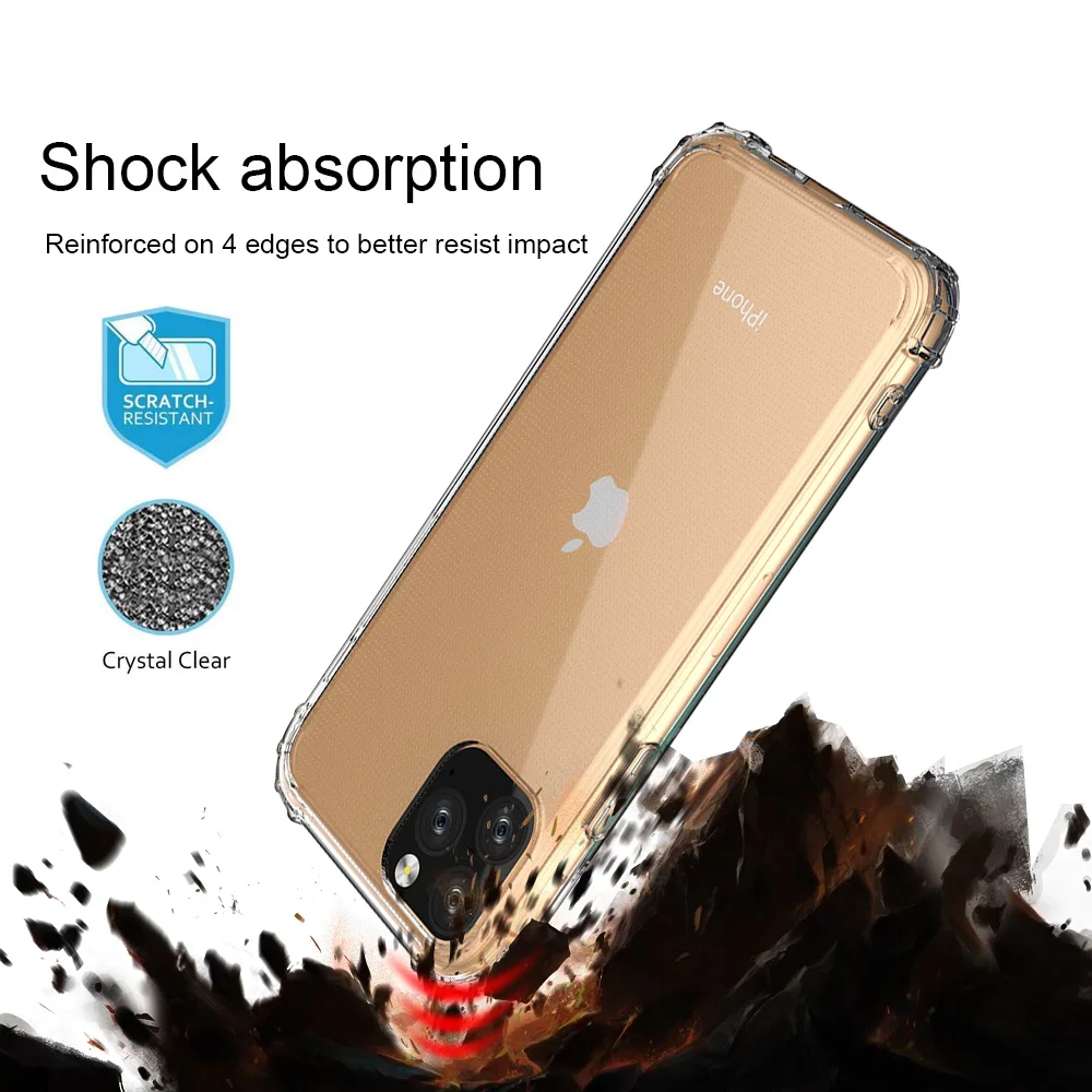 Противоударный прозрачный силиконовый чехол для Apple iPhone SE 2020 11 Pro 7 8 Plug XS Max XR из ТПУ