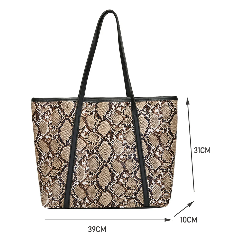 

Fashion Exquisite Shopping Bag Women Shoulder Bag Leather Snake Pattern Satchel Street Large Capacity Handbags