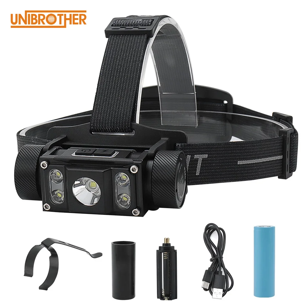 

LED Headlamp XM-L2+4*XP-G2 Max.6000LM Headlight 21700/18650 TYPE-C Rechargeable Headlamp Rechargeable Led Flashlight