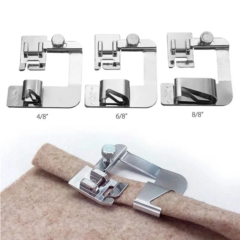 

13/19/25mm Domestic Sewing Machine Foot Presser Foot Rolled Hem Feet For Brother Singer Janome Babylock Juki Sewing Accessories