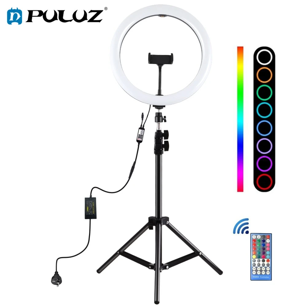 

PULUZ 12 inch Dimmable RGB LED Selfie Ring Lights & 1.1m Stannd Tripod &Remote for Photos &YouTube Videos Vlogging Video Light