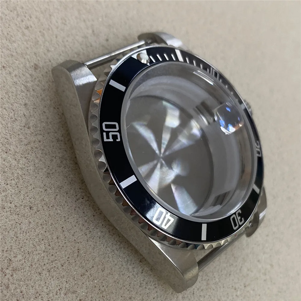 40MM Stainless Steel Watch Case Aluminum Ring Sapphire Glass Case for Miyota 8215/821A for Mingzhu 2813/3804 Watch Movement