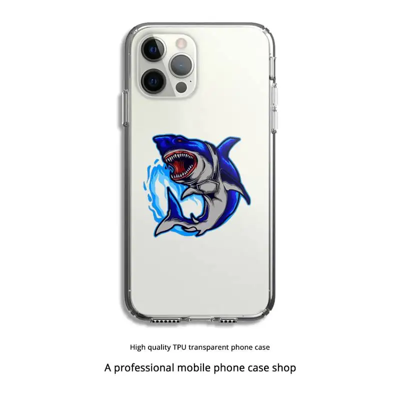 

Shark Illustration Phone Case Clear Cover For Iphone 5 6 7 8 11 12 Plus XR X XS SE2020 11/12PRO Max Transparent Cases