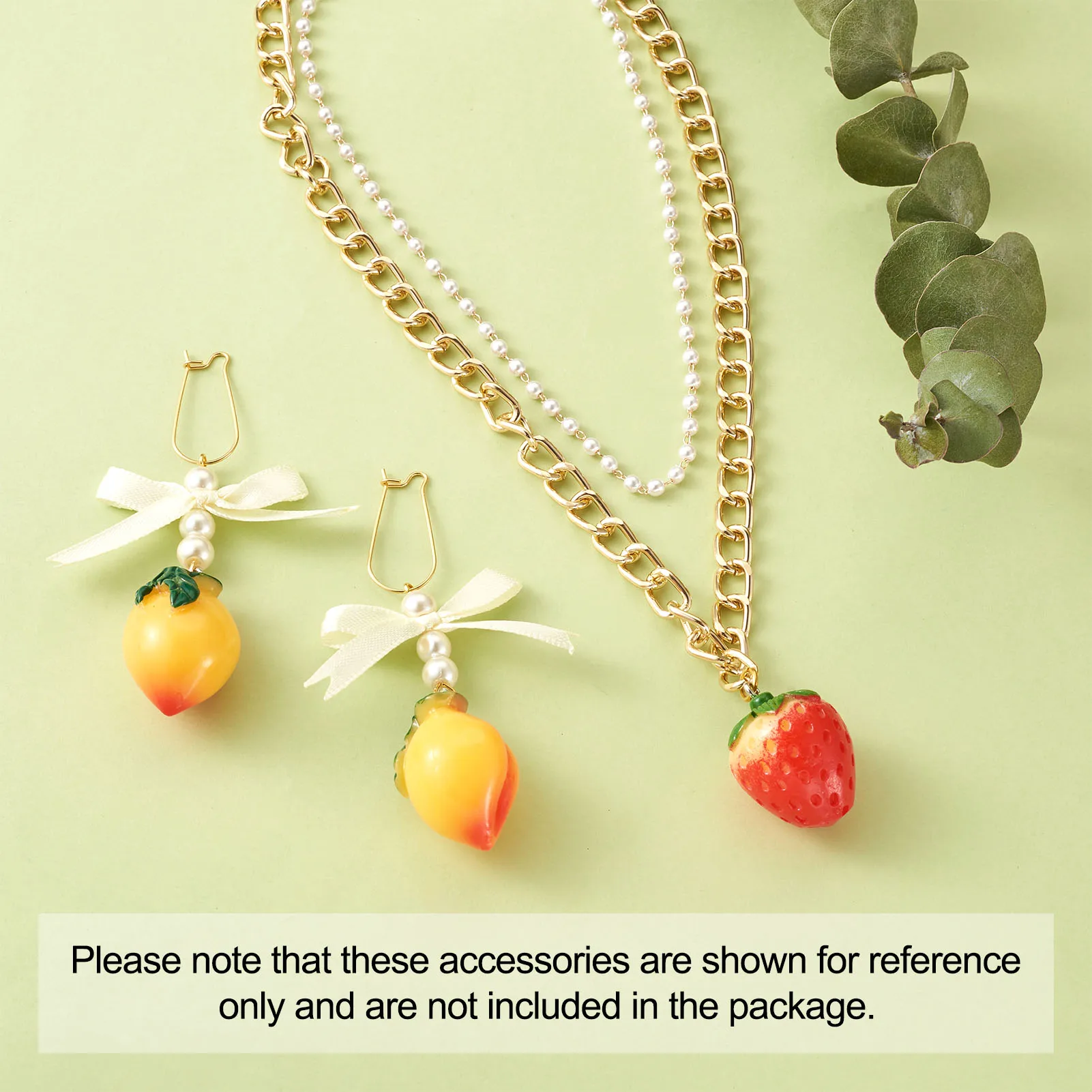 

60pcs/box 3D Mixed Color Imitation Fruit Resin Pendants with Platinum Plated Iron Loops DIY Earrings Necklace Jewelry Making