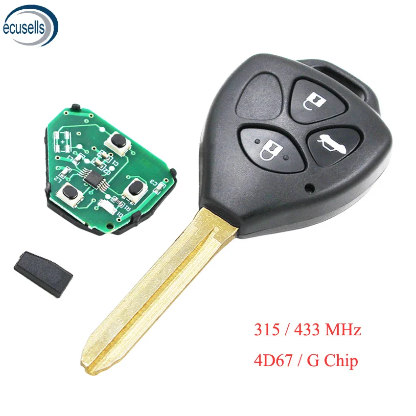 3 кнопки БЕСКЛЮЧЕВОЙ вход брелок дистанционный ключ для Toyota Camry 315/433 МГц с чипом