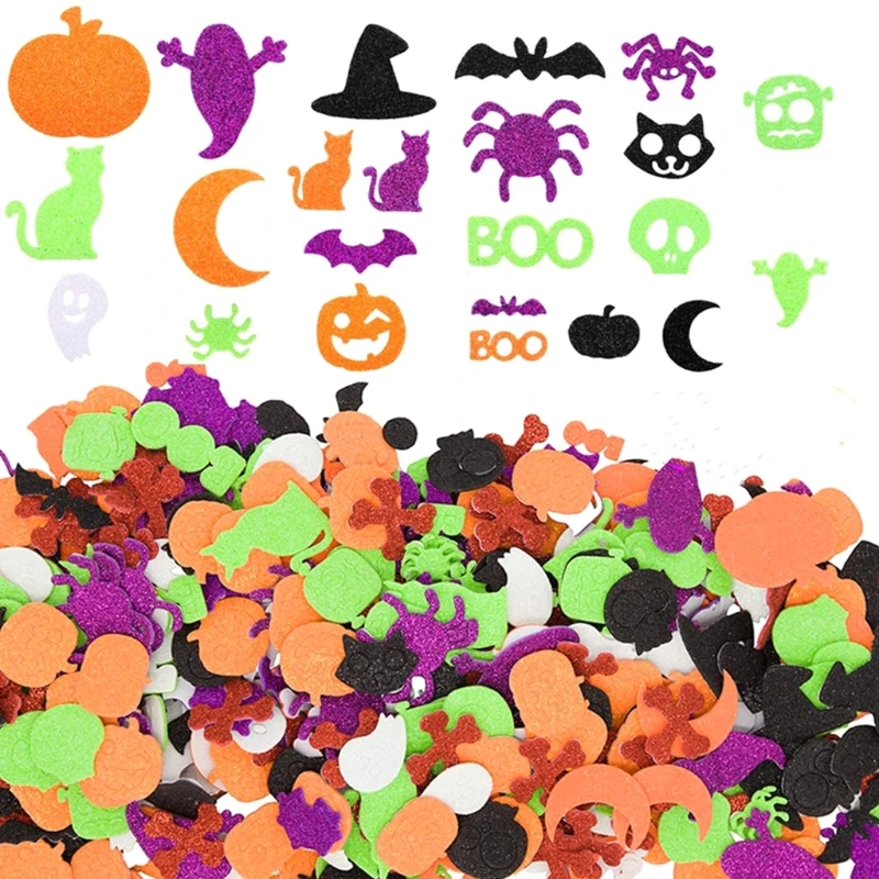 

03KD 100 pcs Glitter Foam Stickers Halloween Foam Stickers Halloween Stickers