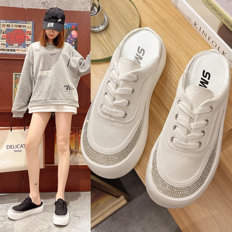 

Женские сандалии и шлепанцы на толстой подошве, без застежки