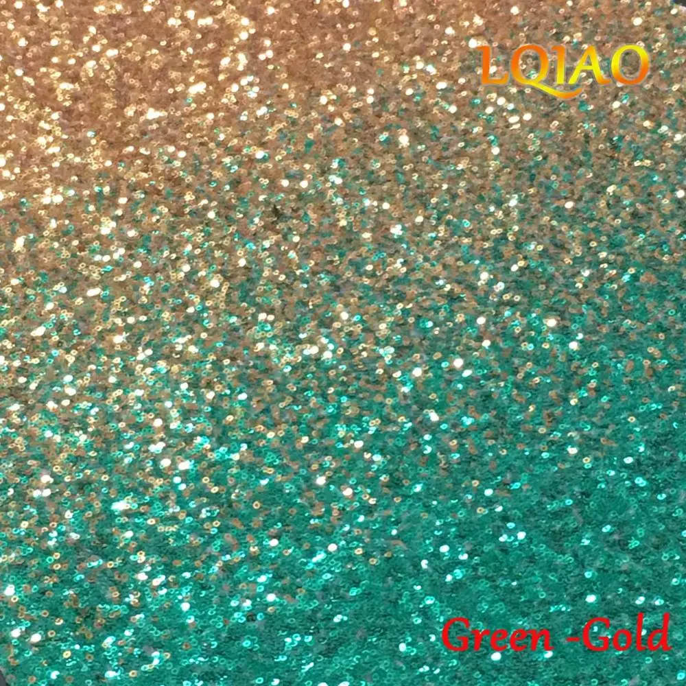 Green-Gold 1 ярд градиент цвета темно-синий-Серебряный блесток ткань стрейч спандекс вышитые сетки африканские Кружева блесток ткань для платья DIY - Цвет: Green-Gold