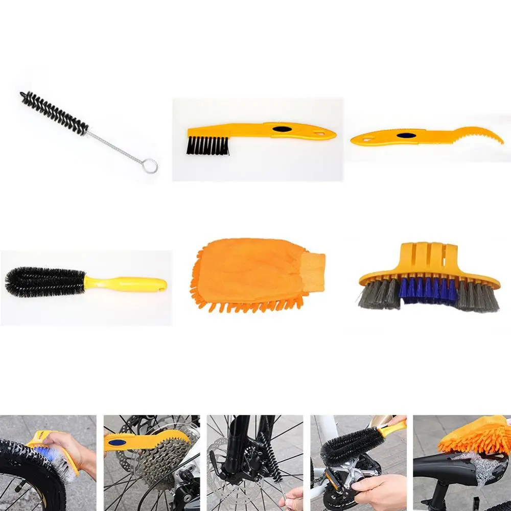 

6Pcs Hose Pipe Crankset Tire Cleaning Brush Set for Road Bicycle/MTB/ATV/BMX Cleaning Brush Set